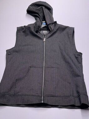 BKE Men’s Gray Herringbone Full Zip Hooded Vest M
